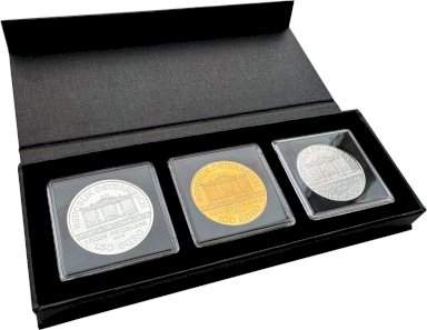 Investment Gold, Silver, Platinum Philharmoniker - 3 x 1 once - front