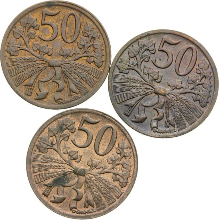 Lot of 50 Heller coins (3pcs)