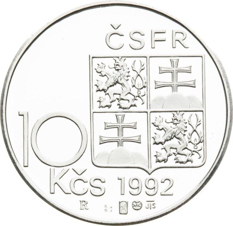 10 Kčs 1992 Gold and silver replica A. Rašín, no. 21