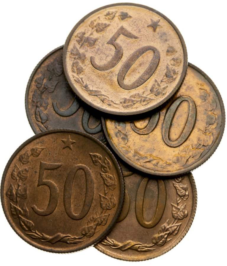 Lot 5ks 50 Halierových mincí