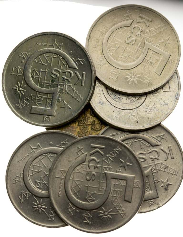 Lot 7ks 5 Korunových mincí