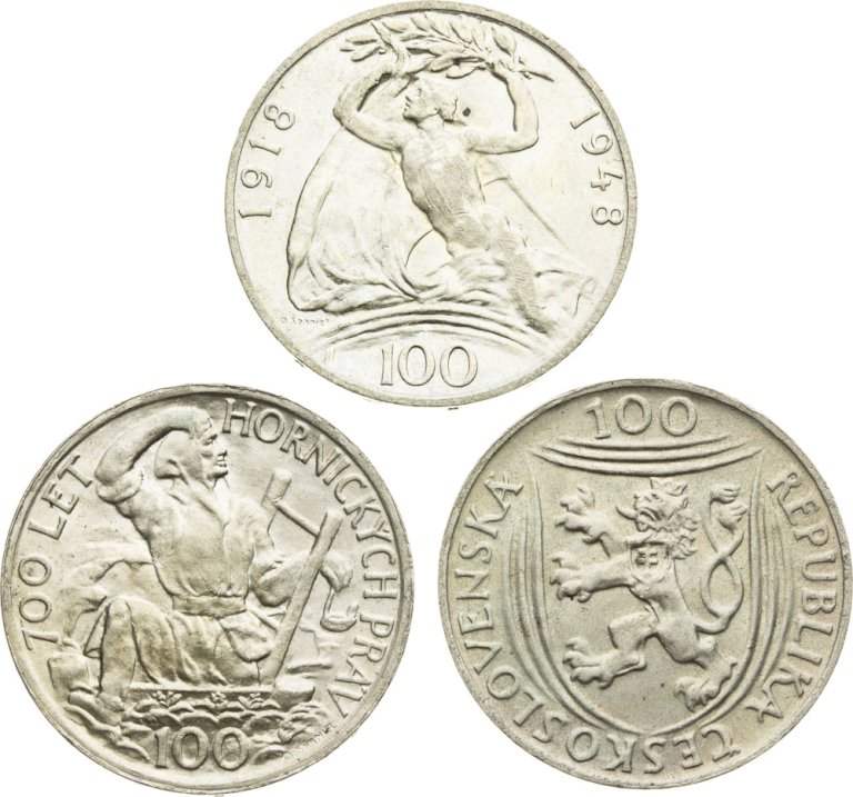 Lot of 100 Koruna coins (3pcs)