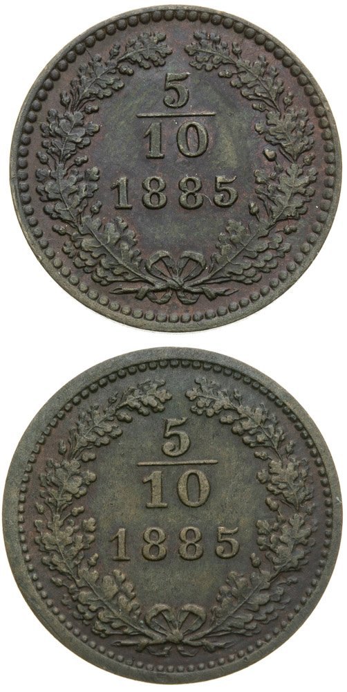 Lot of 5/10 Kreutzer 1885 (2pcs)