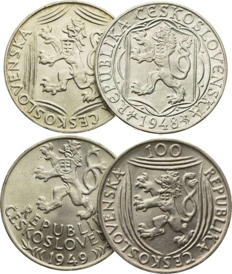 Lot of 100 Koruna coins (4pcs)