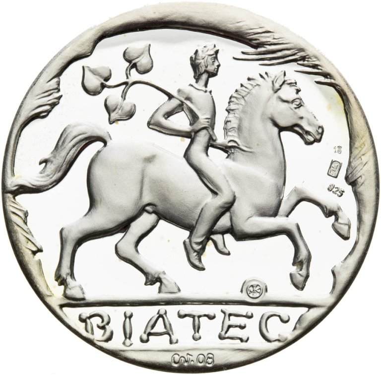 Silver medal with the BIATEC motif, no. 18