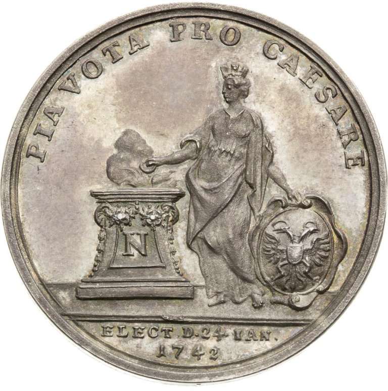 Strieborná medaila 1742 - Karol VII. volba na rímskeho cisára