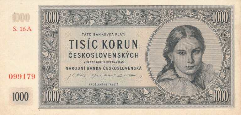 1000 Koruna 1945 s. 16 A - front