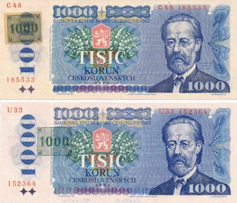 1000 Kč 1985/1993 (2 ks) - avers