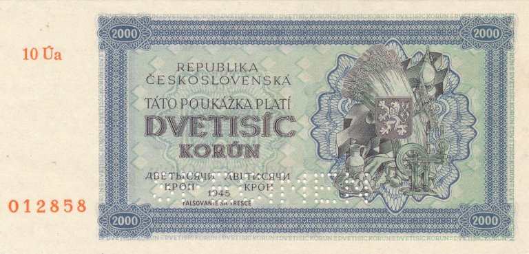 2000 Koruna 1945 10 Úa perf. - front