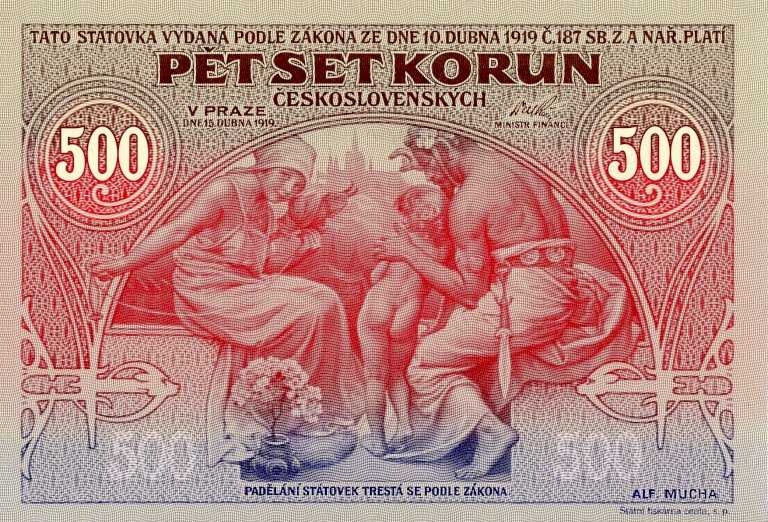 500 Kč 1919/2020 pamětní tisk Alfons Mucha