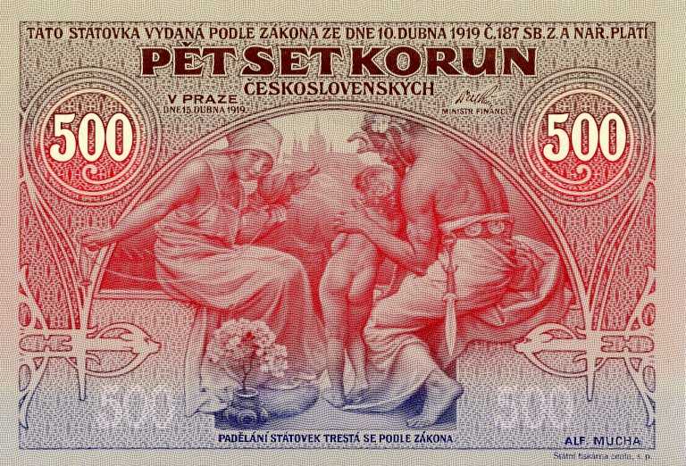 500 Kč 1919/2020 pamätná tlač Alfons Mucha (2)