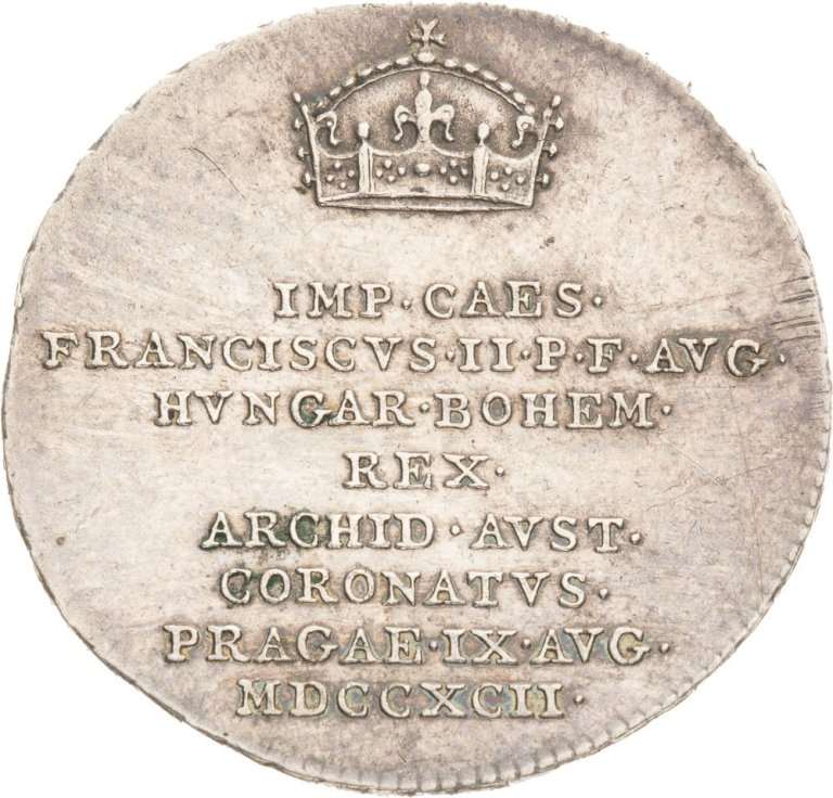 Stříbrný žeton 1792 - Korunovace Františka II. na českého krále v Praze
