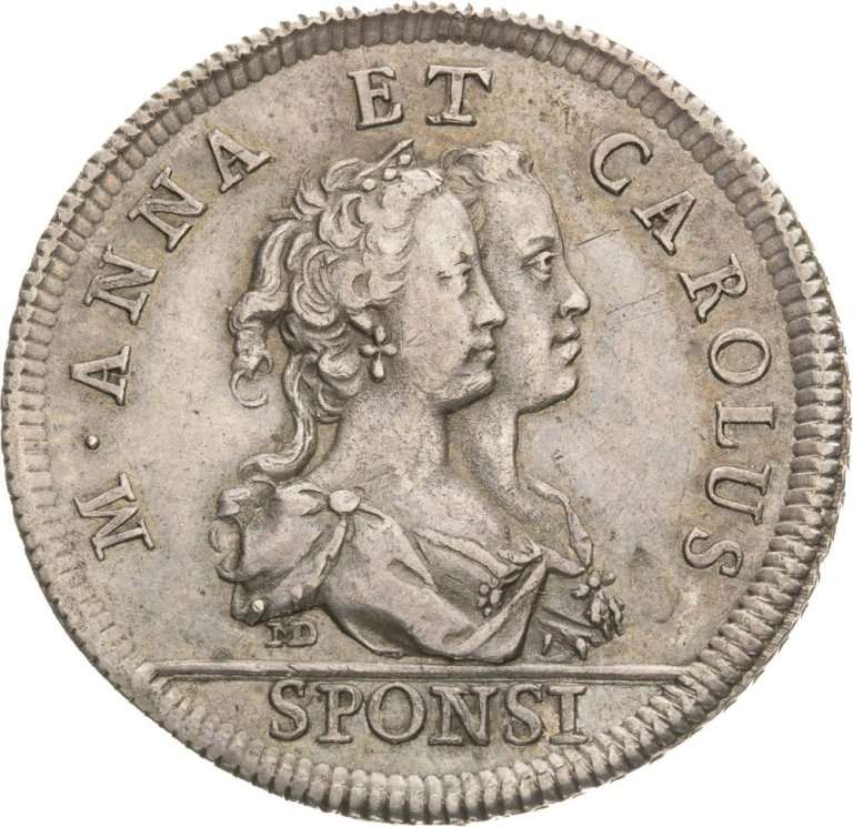 Strieborná medaila 1744 - Svatba arcivojvodkyne Marie Anny s veľkovojvodom Karlom Lotrinským