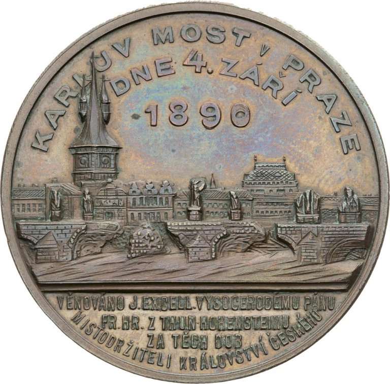 Bronze medal 1892 - Charles Bridge in Prague