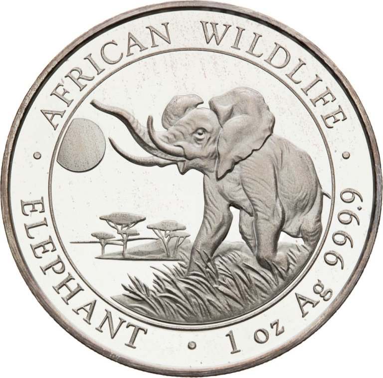 Investiční stříbro Africká příroda (Slon) - 1 unce (zvláštní úprava DPH)