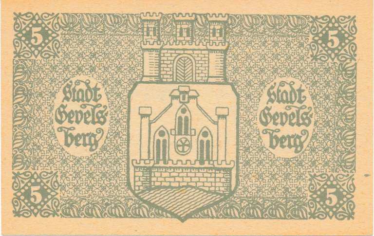 5 Mark 1918 Stadt Gevelsberg "Muster"