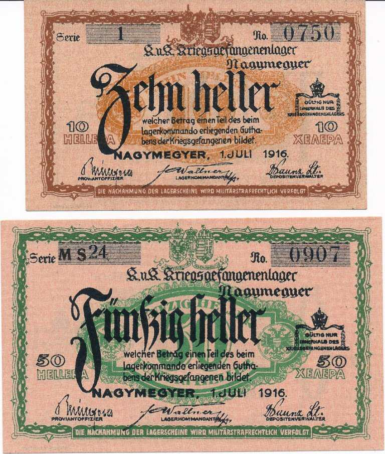 Lot of banknotes (2pcs) Prisoner Camp Nagymegyer