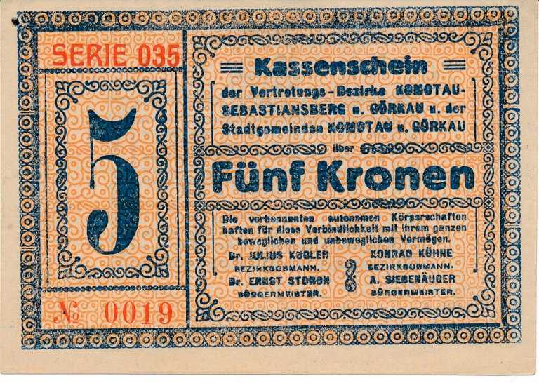 5 Kronen 1918 Komotau/Chomutov