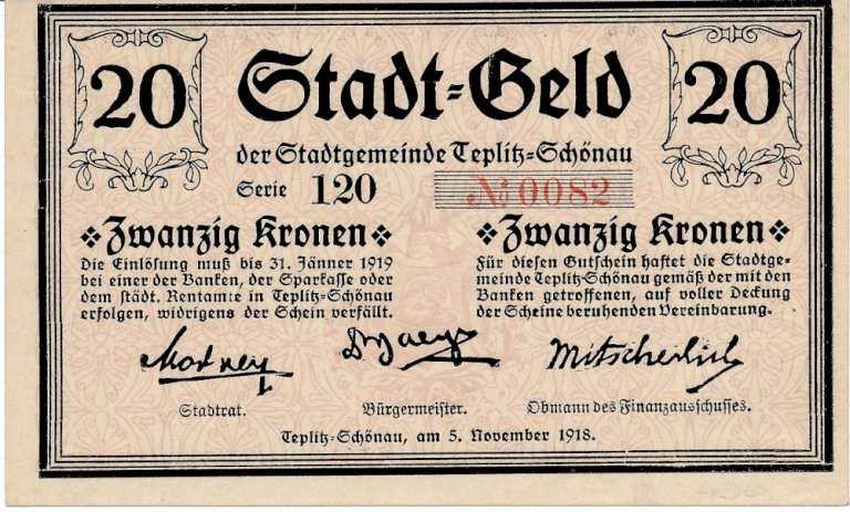 20 Kronen 1919 Teplitz/Teplice