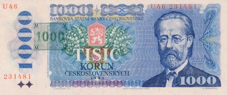 1000 Kč/Kčs 1985 U 46 printed stamp