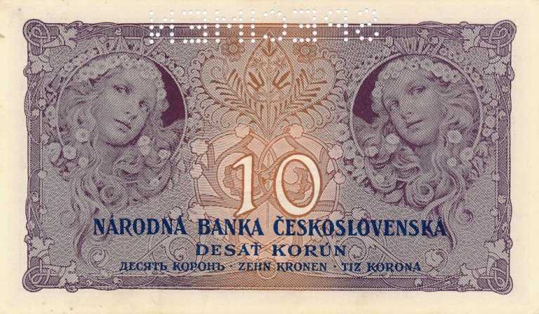 10 Koruna 1927 s. N 139 perf.