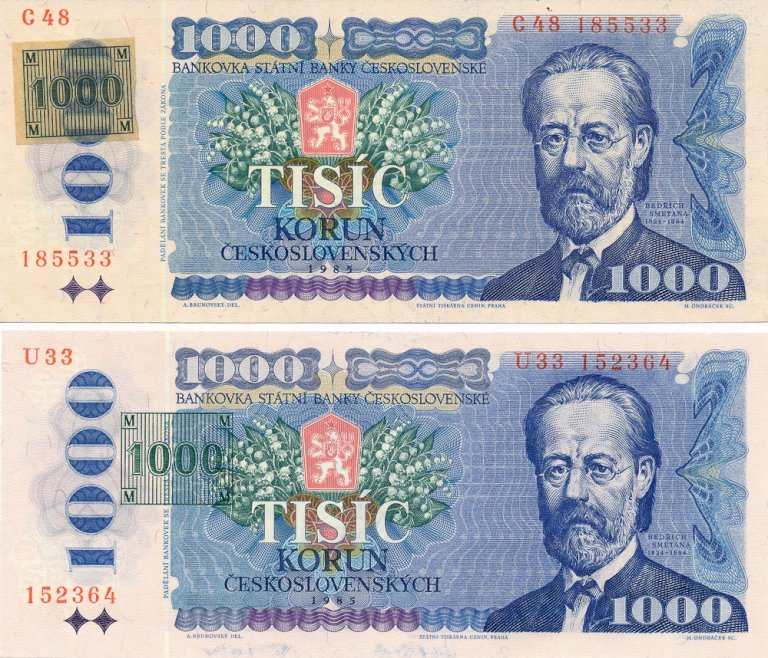 1000 Kč 1985/1993 (2 ks)