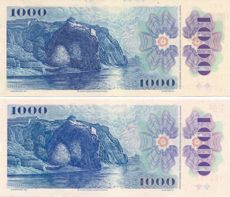 1000 Koruna 1985/1993 (2 pcs)