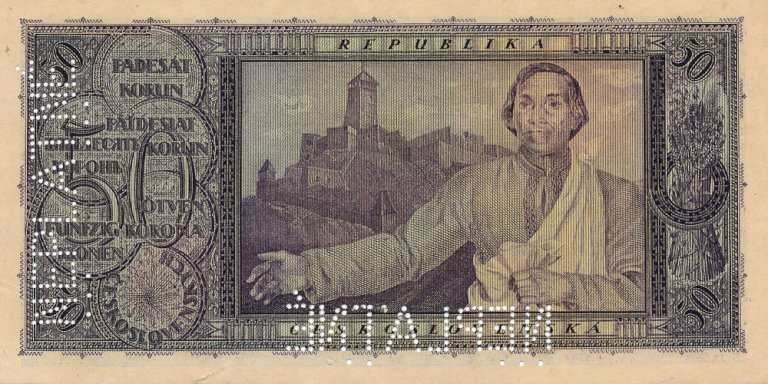 50 Koruna 1922 s. 009 (bank specimen)
