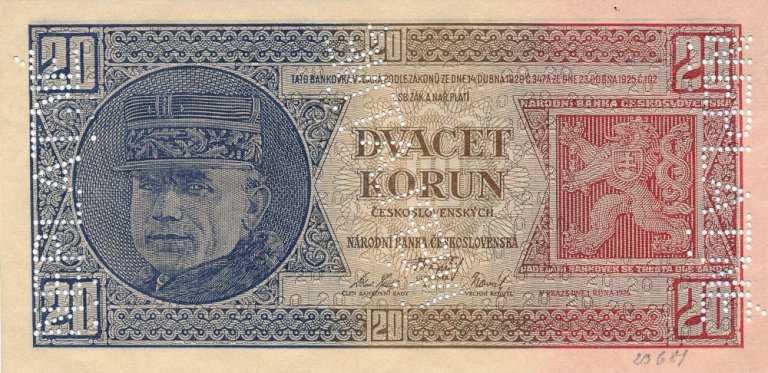 20 Koruna 1926 O (bank specimen)
