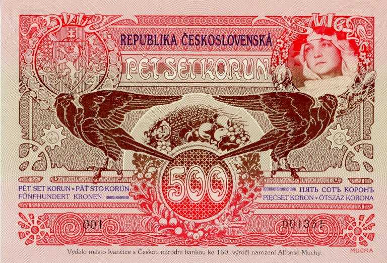 500 Kč 1919/2020 pamětní tisk Alfons Mucha