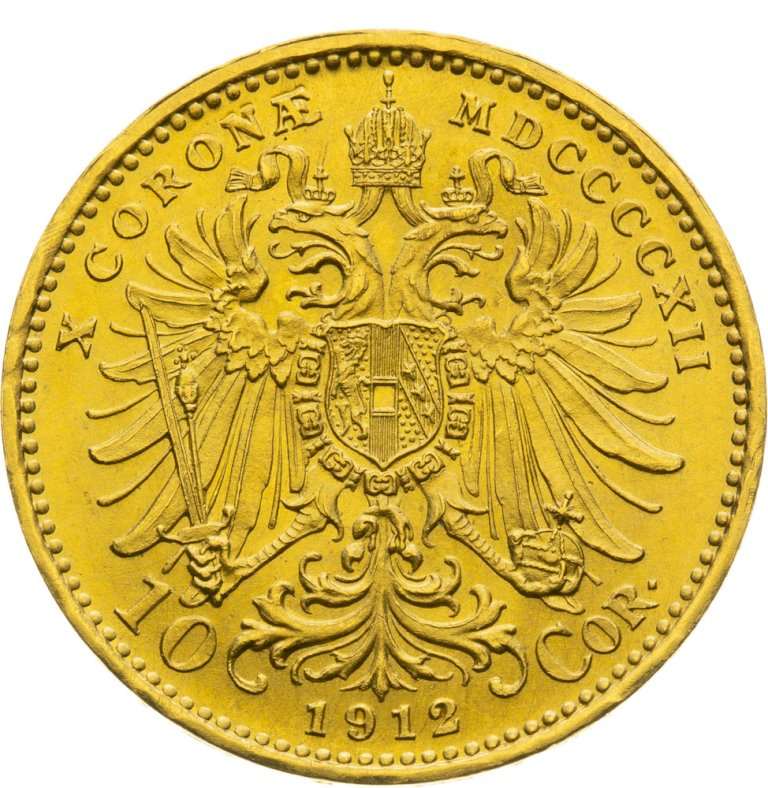 Investičné zlato 10 Koruna František Jozef I. 1912 - Novorazba - averz