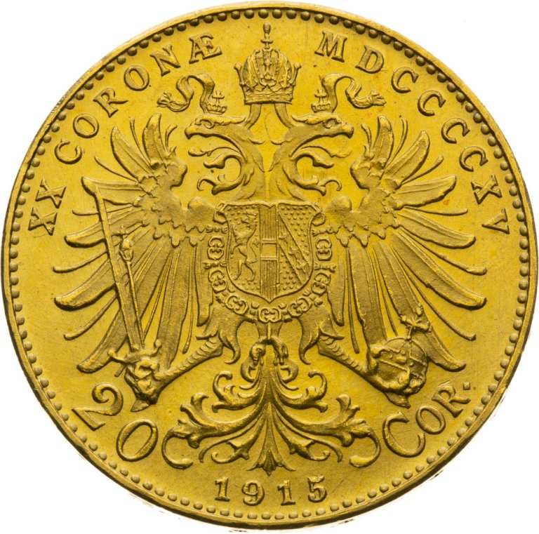 Gold coin 20 Corona Francis Joseph I 1915 - Restrike - front