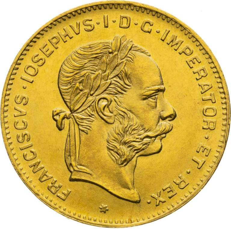 Gold coin 4 Gulden Francis Joseph I 1892 - Restrike (2)