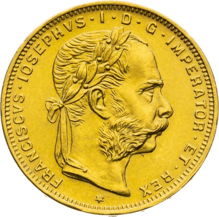 Investičné zlato 8 Gulden ( 8 Zlatník ) František Jozef I. 1892 - Novorazba (2)