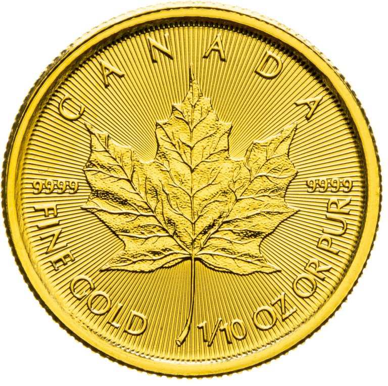 Gold coin Maple Leaf 1/10 ounce - front