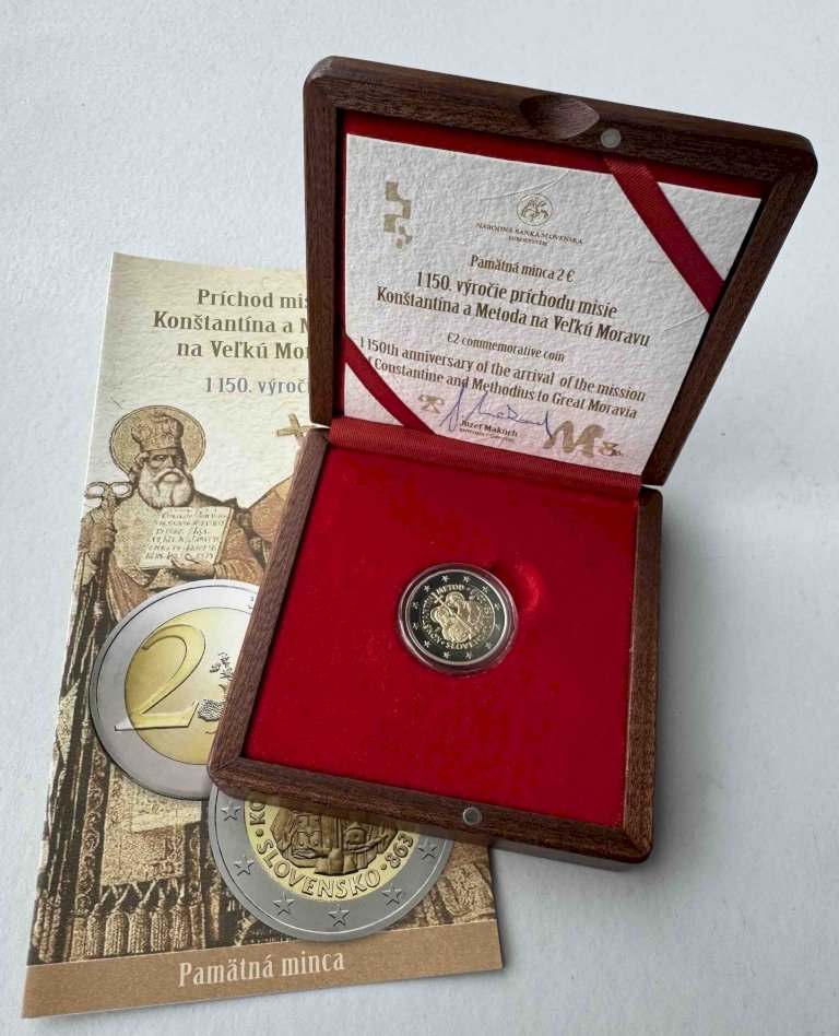 2€ Príchod misie Konštantína a Metoda na Veľkú moravu PROOF NBS- Guvernérska emisia (1)