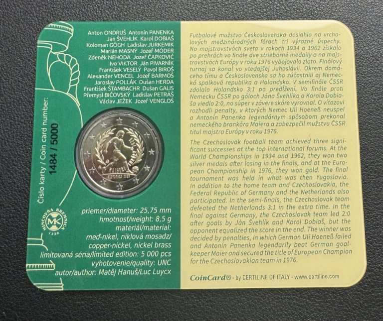 Slovensko 2 euro 2026 - Víťazstvo futbalistov ČSR na ME - 50. výročie - COINCARD (2)