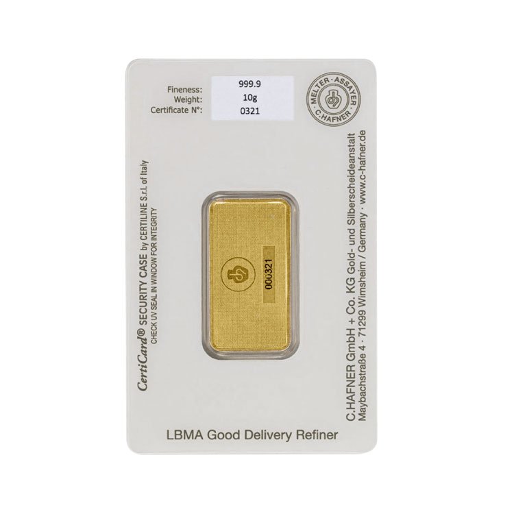Gold bar C. Hafner 10 g (2)