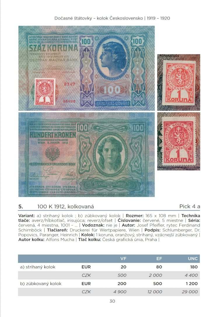 Banknotes of Czechoslovakia, the Czech Republic and the Slovak Republic 1918 - 2024