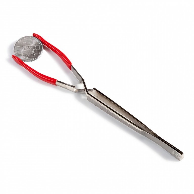 Plastic-coated tongs for coins - front