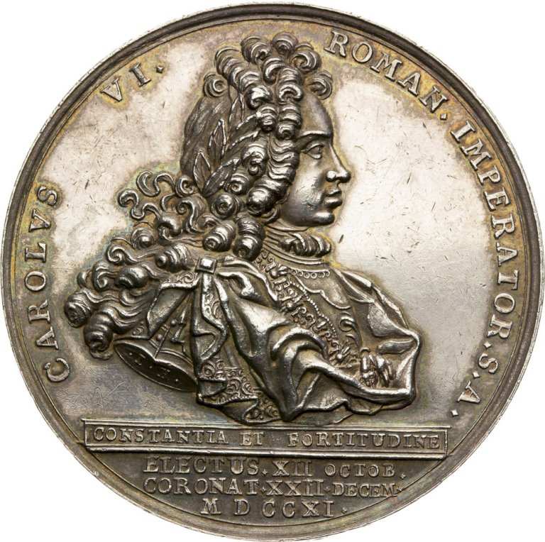 Silver medal 1711 Coronation of the roman emperor in Frankfurt - front