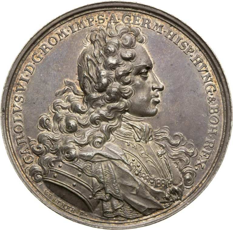 Strieborná Medaila 1711 Korunovácia na rímskeho císara vo Frankfurte nad Mohanom (1)