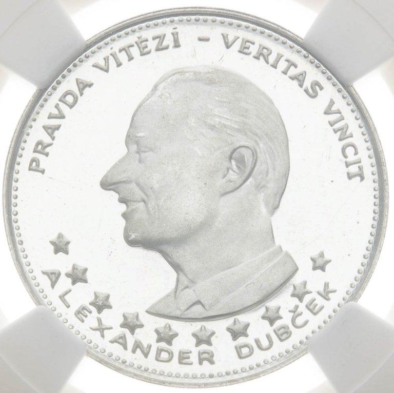 Silver medal 1968 - Alexander Dubček/Ján Hus PF 67 (1)