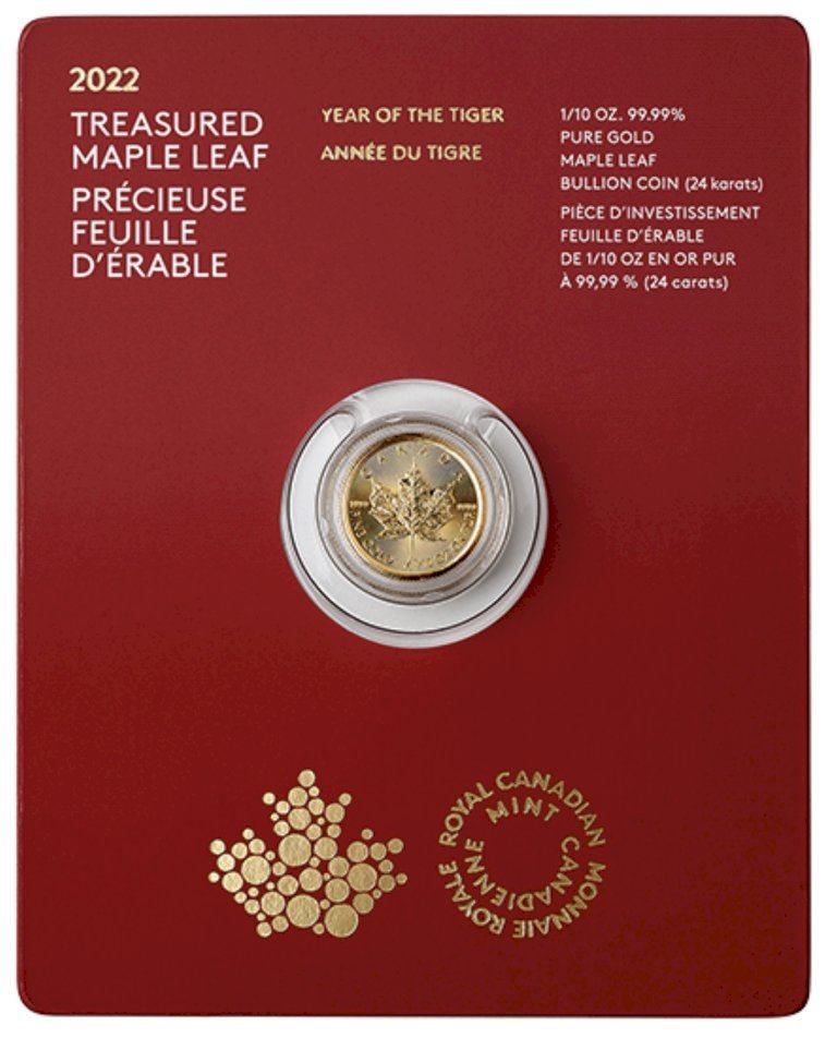 Gold investment Maple Leaf Year of the Tiger - 1/10 Oz, limited series